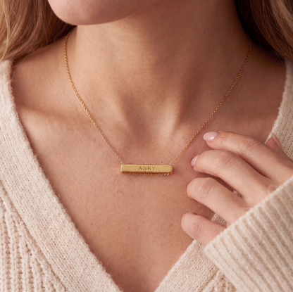 Engraved Bar Necklace - 3cm