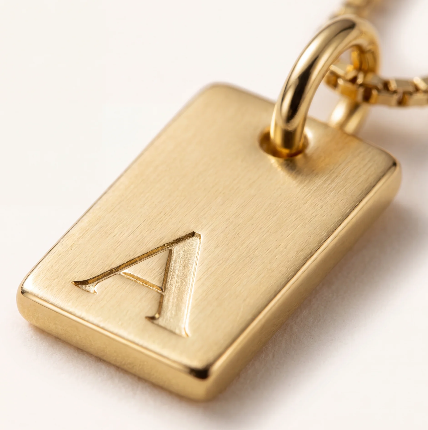 Engraved Initial Tag Necklace