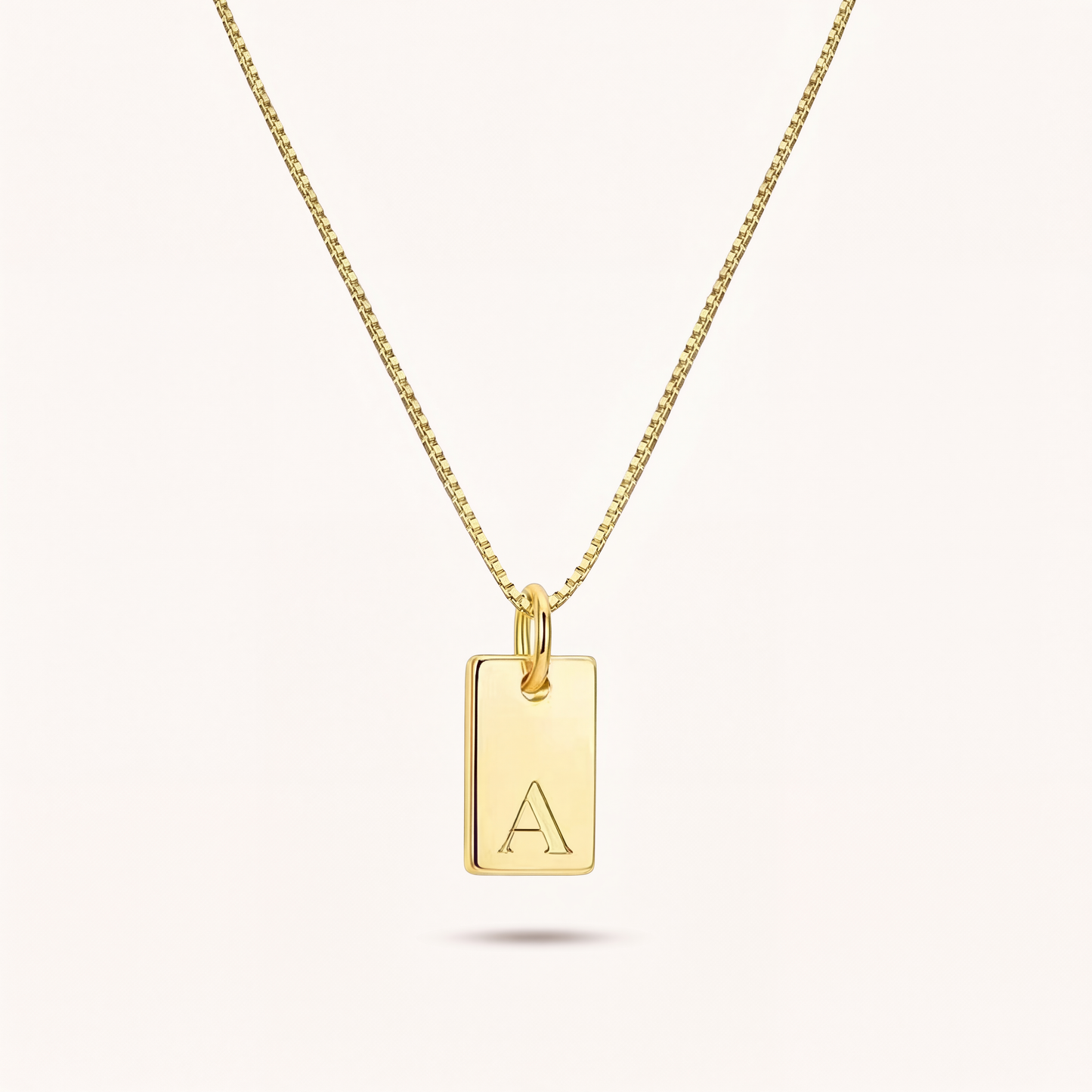 Engraved Initial Tag Necklace