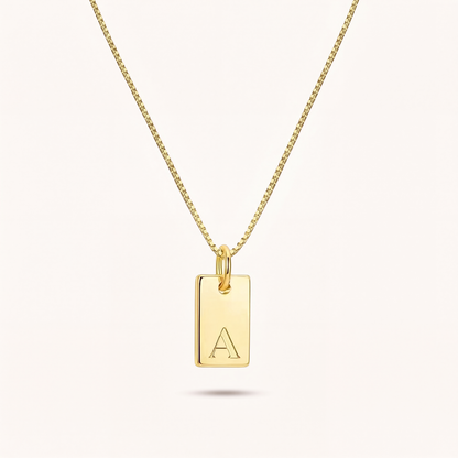 Engraved Initial Tag Necklace